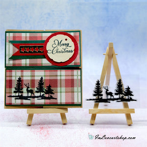 Christmas Elk and Pine Stamps