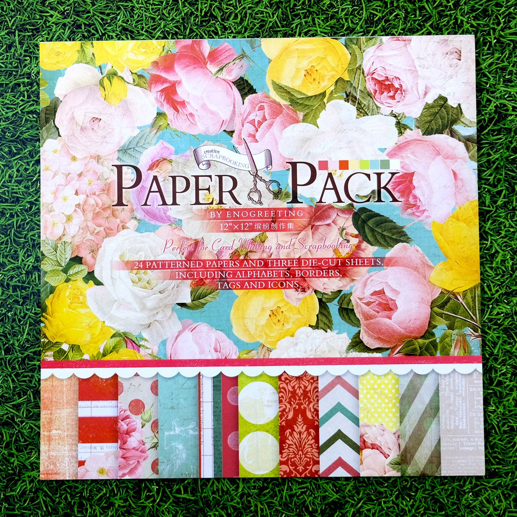(12 Types) 12 inch Background Pattern Paper With Stickers <24 PCS>