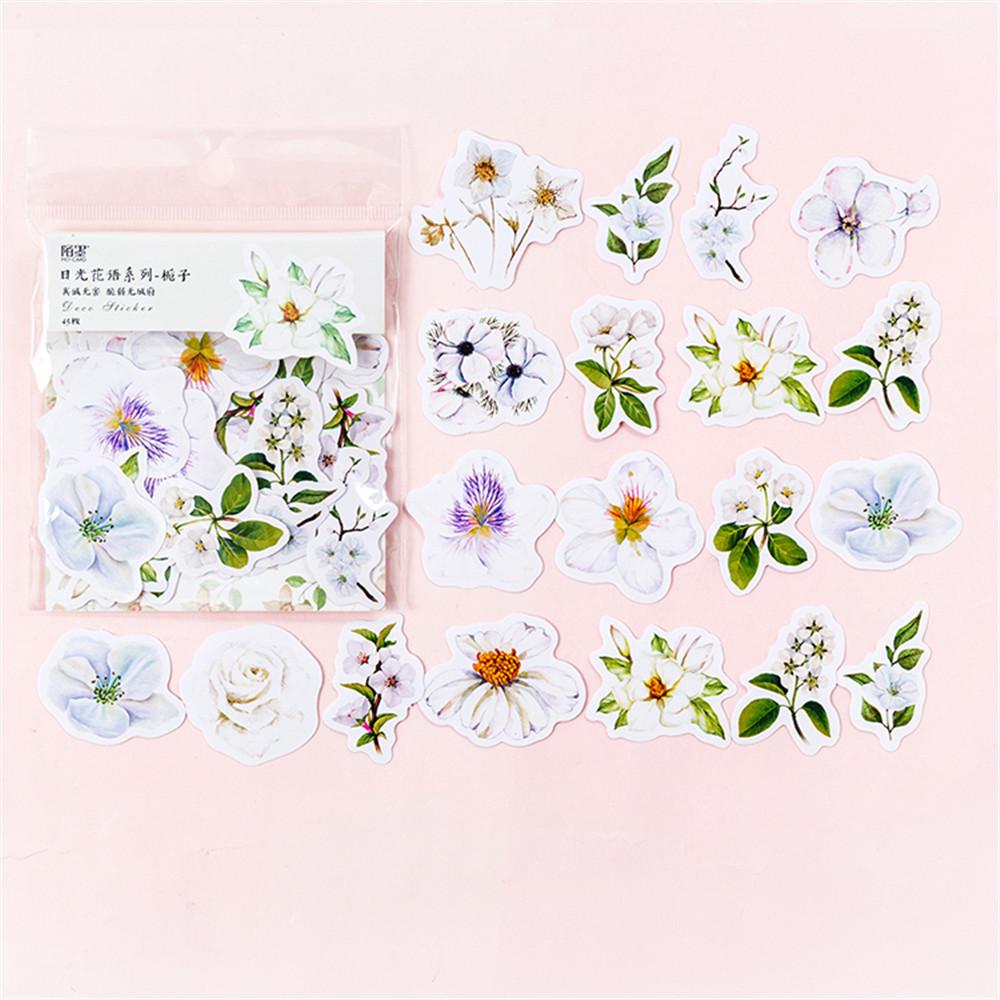 (8 types) Natural Flower language series Stickers <45 PCS>