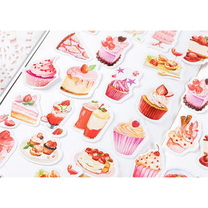 (2 Types) Strawberry&Ice Cream Dessert Series Packed Stickers <46 PCS>