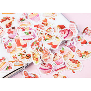 (2 Types) Strawberry&Ice Cream Dessert Series Packed Stickers <46 PCS>