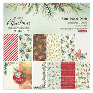 (2 Types) 6-Inch DIY Album Scrapbook Notebook Cardmaking Background Paper  Christmas Series (24PCS)