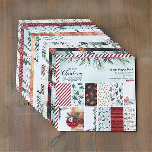 (2 Types) 6-Inch DIY Album Scrapbook Notebook Cardmaking Background Paper  Christmas Series (24PCS)