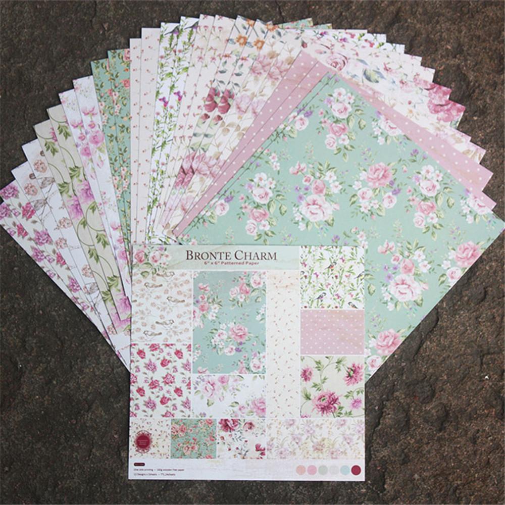 6 Inch BRONTE CHARM Flower Theme Background Pattern Paper<24 PCS>